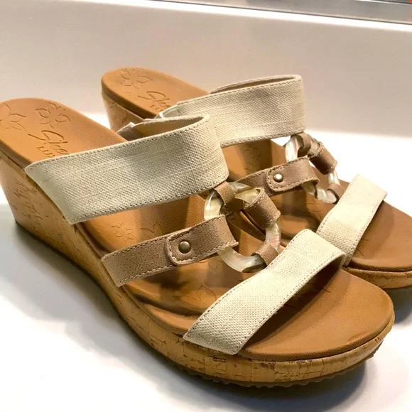 ❌SOLD❌ Skechers Luxe Foam Women’s Cali Sail Away Wedge Sandals - Picture 1 of 7